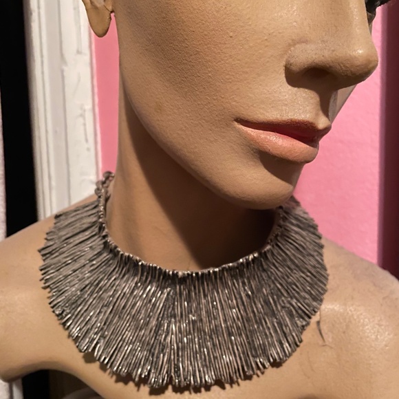 French Designer BICHE DE BERE PARIS Pewter Silver Collar RARE - Picture 2 of 10